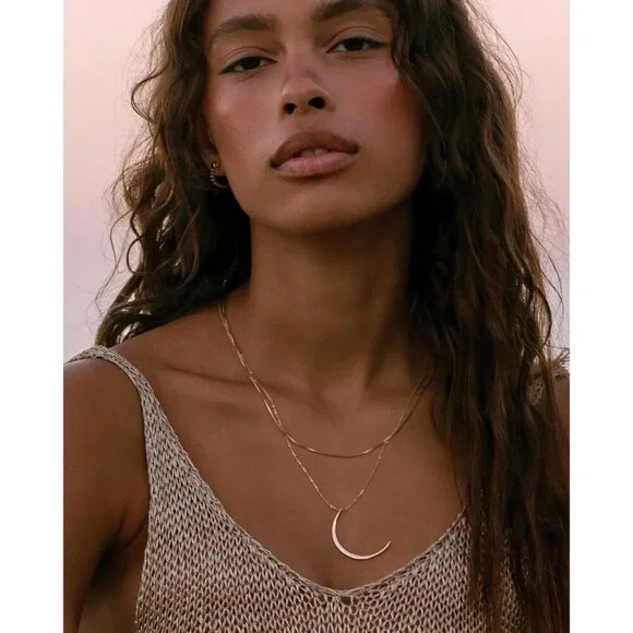 Gold PVD Moon Necklace Women Beach Wedding Gift Waterproof Tarnish-Free